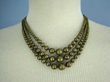 Load image into Gallery viewer, 1940s Brass Ball Bead Necklace Multi Strand