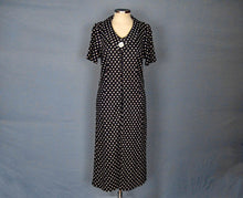 Load image into Gallery viewer, 1960s Shift Dress Navy Blue White Polka Dot