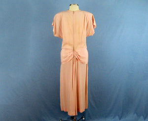 1940s Light Pink Crepe Dress WWII Era Dance Dress