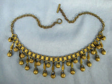Load image into Gallery viewer, 1920s Egyptian Revival Book Chain Necklace Gold Dangle Balls Bib Necklace