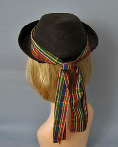 1950s Kepi Hat 50s Black Straw Hat 21"