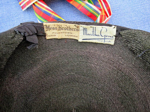 1950s Kepi Hat 50s Black Straw Hat 21" Martha Gene New York