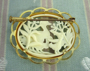 1920s Pin Brooch French Celluloid Ducks Silhouette Pin
