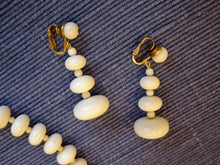 Load image into Gallery viewer, 1950s Vogue Demi Parure Necklace Earrings Opaque White Glass Flying Saucer Beads