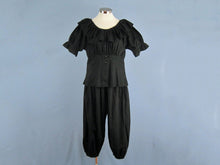 Load image into Gallery viewer, 1900s Victorian Edwardian Swimsuit Black Cotton 2-Piece Bathing Suit