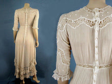 Load image into Gallery viewer, 1910s Edwardian Wedding Gown Openwork Embroidered White Cotton Scalloped