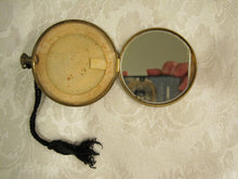 Load image into Gallery viewer, 1930s 40s Enamel Floral Brass Powder Compact Pocket Watch Style Compact