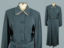 Load image into Gallery viewer, 1940s Shirt Dress Slate Blue WWII Era De De Johnson California