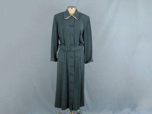1940s Shirt Dress Slate Blue WWII Era De De Johnson California