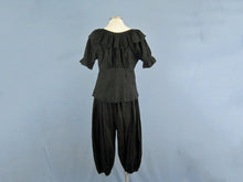 Load image into Gallery viewer, 1900s Victorian Edwardian Swimsuit Black Cotton 2-Piece Bathing Suit