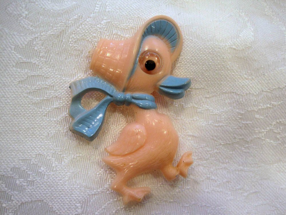 1940s Googly Eye Duck Pin Celluloid Early Plastic