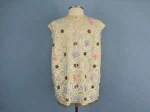 1950s Heavily Beaded Sequins Wool Sweater Jordan Marsh Young Elegants