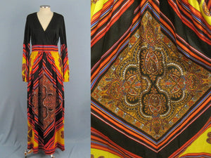 1960s Peck & Peck Hippie Boho Maxi Dress Greenwich Village Paisley