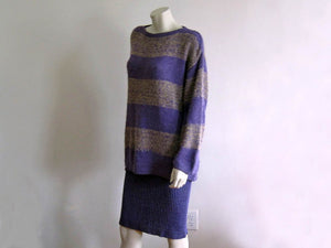 1980s Marimekko Heathered Purple Knit Sweater Suit Marja Suna