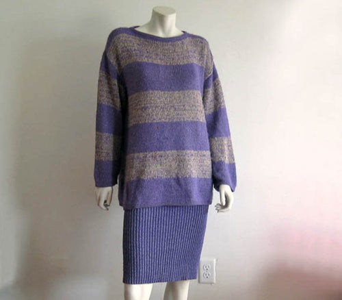 Vintage Marimekko Heathered Purple Knit Sweater Suit Marja Suna