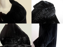 Load image into Gallery viewer, 1920s Cocoon Flapper Coat Black Silk Velvet Ruching