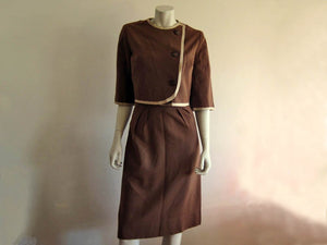 1940s Women's Tailored Skirt Suit Russet Brown Wool