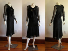 Load image into Gallery viewer, 1920s 1930s Silk Dress &amp; Matching Bolero Bias Cut Illusion Lace XS Small