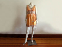 Load image into Gallery viewer, 1960s Mini Dress Peach Gold Silk Organza Criss-Cross Bodice