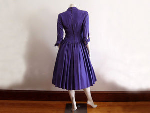 1950s Purple Taffeta Party Swing Dress Madeleine Fauth