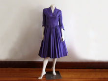 Load image into Gallery viewer, 1950s Purple Taffeta Party Swing Dress Madeleine Fauth