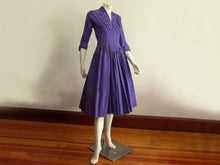 Load image into Gallery viewer, 1950s Purple Taffeta Party Swing Dress Madeleine Fauth