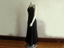 Load image into Gallery viewer, 1940s Black Silk Strappy Evening Gown Colorful Celluloid Sequins