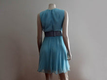 Load image into Gallery viewer, Vintage 1960s Dress / 60s Mini Dress / Light Blue Chiffon Dress / SMALL