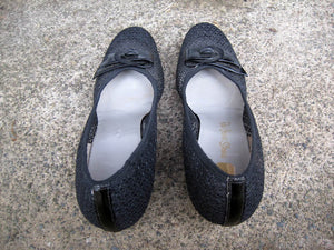 1940s Black Mesh Pumps Red Cross Shoes