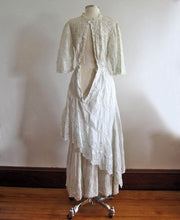 Load image into Gallery viewer, 1900s Edwardian Tea Gown Broderie Back Side View