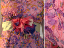 Load image into Gallery viewer, 1960s Strappy Mini Dress Pink Purple Silk Flowers Party Dress Sam Friedlander