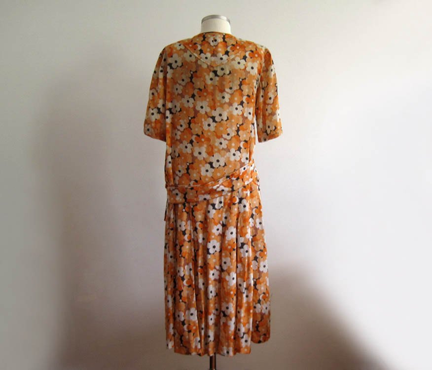 silk flapper dress Vintage 1920s copper satin beaded Palm Beach Vintage neck design YESSA Flapper Dresses 1920s Gatsby
